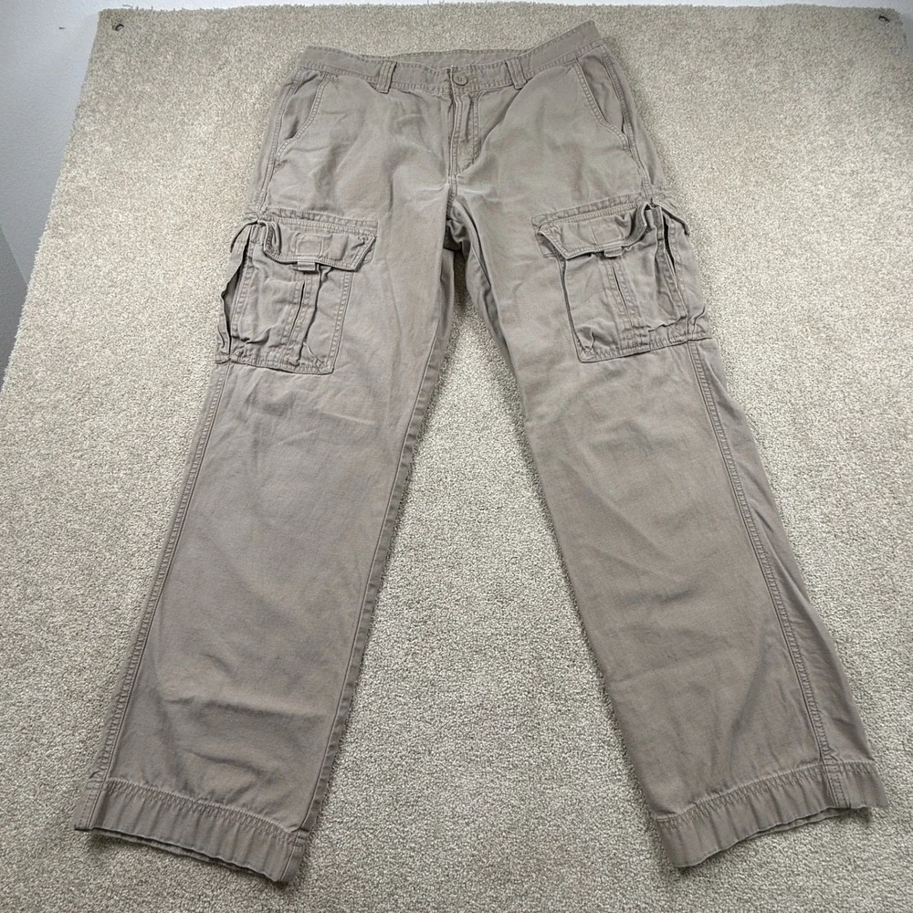 The North Face Mens 34‎ Cargo Pants Gray Cotton Twill Straight Leg RN61661